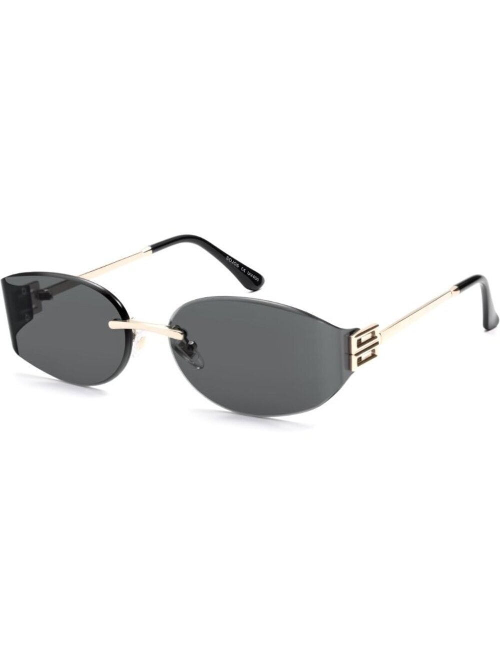 SOJOS Trendy Oval Sunglasses Women Rimless Metal Sun Glasses Y2K UV400 Grey